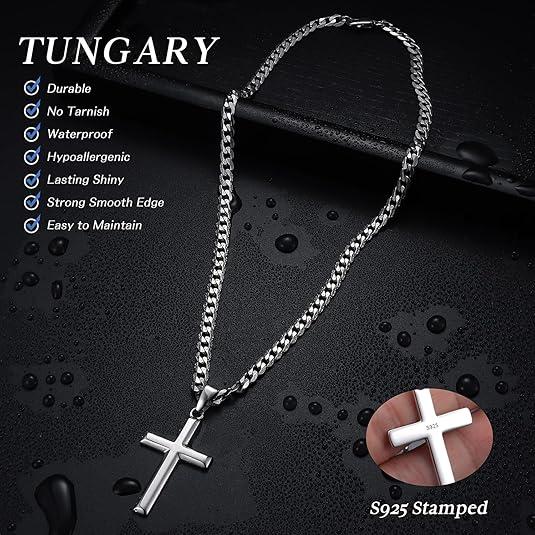 Cross Necklace Set for Men & Women – 2PCS Titanium Steel Pendant Chain, Meaningful Prayer Gift for Him & Her