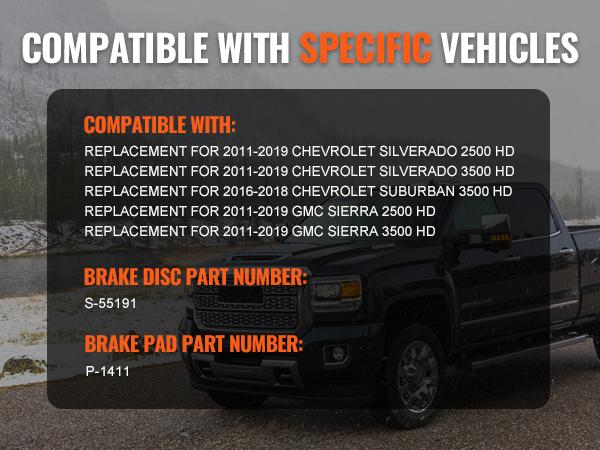 VEVOR Front Brake Kit Compatible with 2011-2019 Chevy Silverado GMC Sierra 2500 3500 HD, Drilled and Slotted Brake Rotors Ceramic Brake Pads Replacement Kit, 14 Front Rotors VEVOR Front Brake Kit Compatible with 2011-2019 Chevy Silverado GMC Sierra 2500 3500 HD, Drilled and Slotted Brake Rotors Ceramic Brake Pads Replacement Kit, 14 Front Rotors