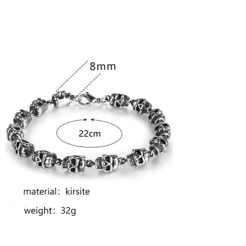[Treasure of the Town] Skull Bracelet Domineering Punk Niche Versatile Simple Personality High-end Creative Jewelry Gift