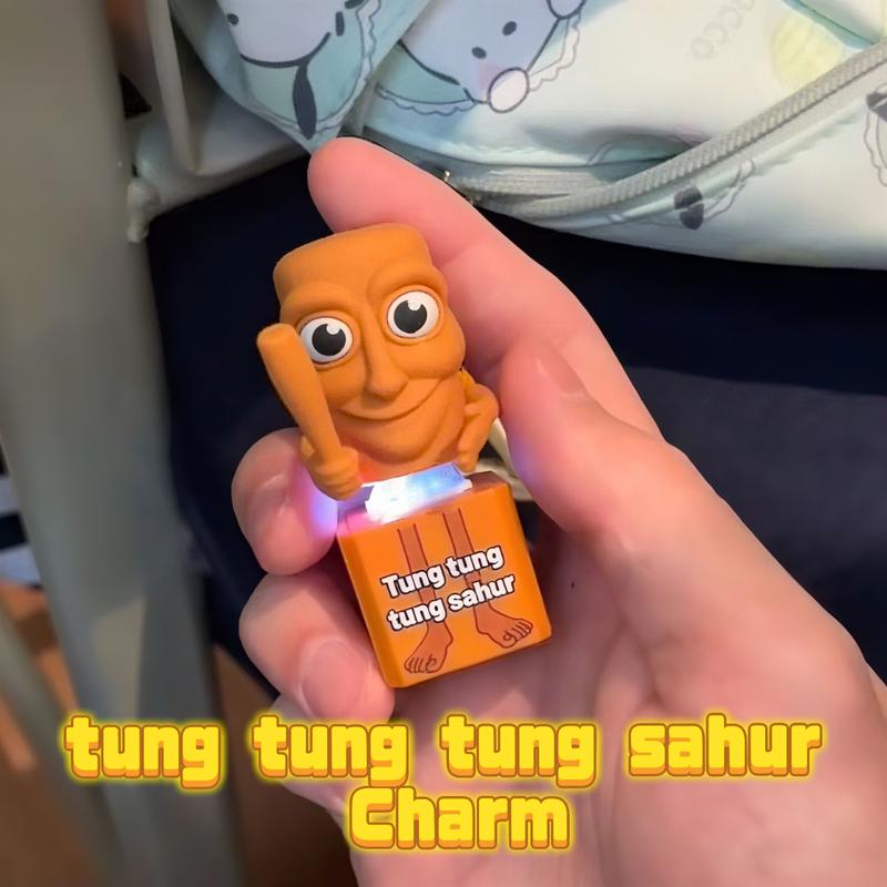 Funny Italian Brainrot Tung Tung Sahur Sound Keychain - Realistic Audio Fidget Toy, Viral Stress Relief Press Button Gadget, Perfect Gift for Adults & Kids Unique Trendy