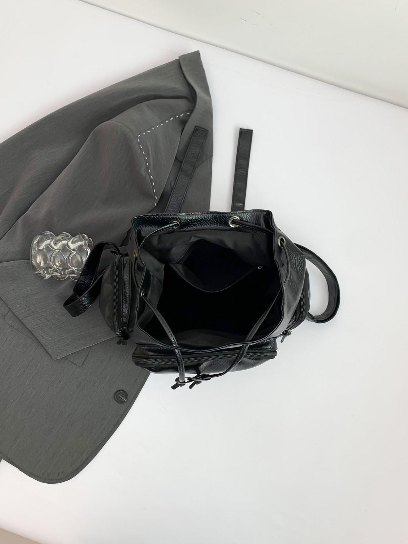 Original Self-Made Y2K Soft Leather Backpack, Dark Gothic Cross