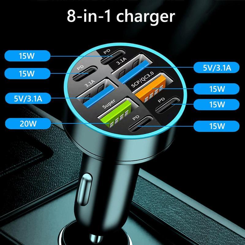 8-Port USB C Automotive Charger, Rapid Charger, Mobile Phone Charger for Car, Multifunctional PD Fast Charging Car Adapter, Truck, SUV, Car Accessories, Gifts for Boyfriends, Car Essentials, Men Gifts #dealsforyoudays 8-Port USB C Automotive Charger, Rapid Charger, Mobile Phone Charger for Car, Multifunctional PD Fast Charging Car Adapter, Truck, SUV, Car Accessories, Gifts for Boyfriends, Car Essentials, Men Gifts #dealsforyoudays