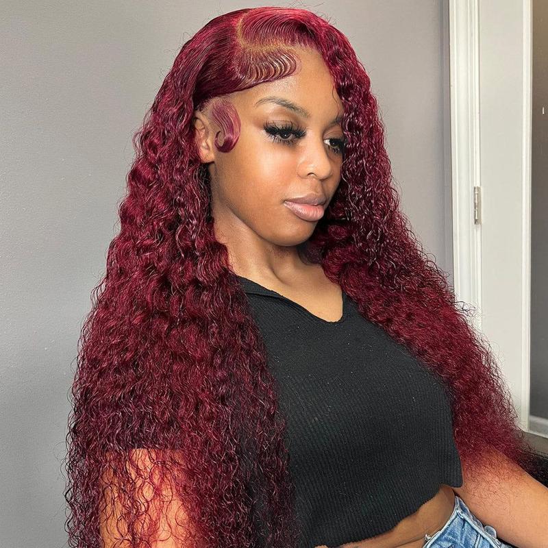 Simidola 99J Burgundy 13x6 HD Lace Front  Deep Wave Human Wigs Burgundy Red Wine Glueless Human Hair Wigs for Women