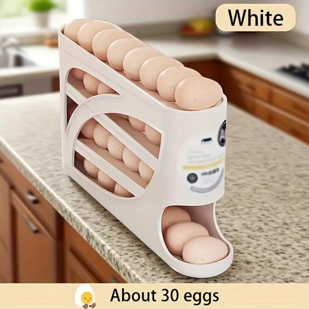 Egg Storage Container, Space-Saving Side-Door Design, Durable Plastic, Large Capacity, Smooth Surface & Easy Grip Handle - Ideal for Kitchen & Fridge Organization, Fridge Organizers, Fridge Egg Holder, Egg Storage Organizer, Refrigerator Accessories