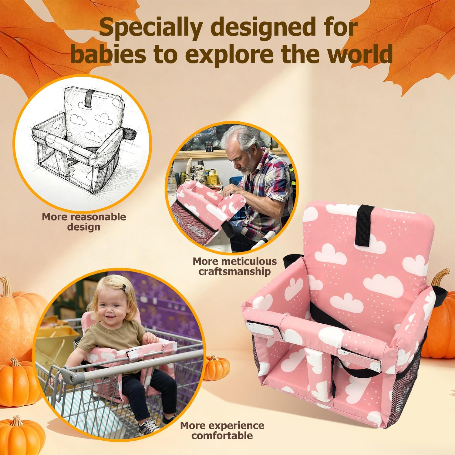 Shopping Cart Cover Set, High Chair Seat Cover, Stroller Cushion Cover, Shopping Cart Seat Protector, Durable & Easy Clean,Baby Shopping Cart Cover