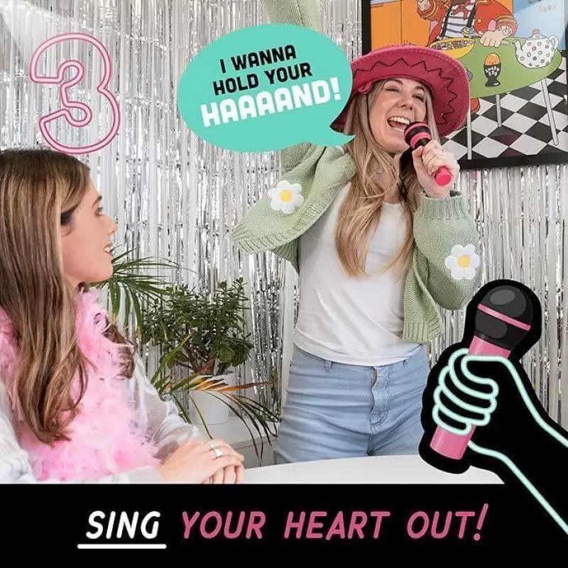 Mic Karaoke-Style Game with Foam Microphone, 125 Word Cards, Game Board, Player Tokens, Easy Instructions for Non-Singers