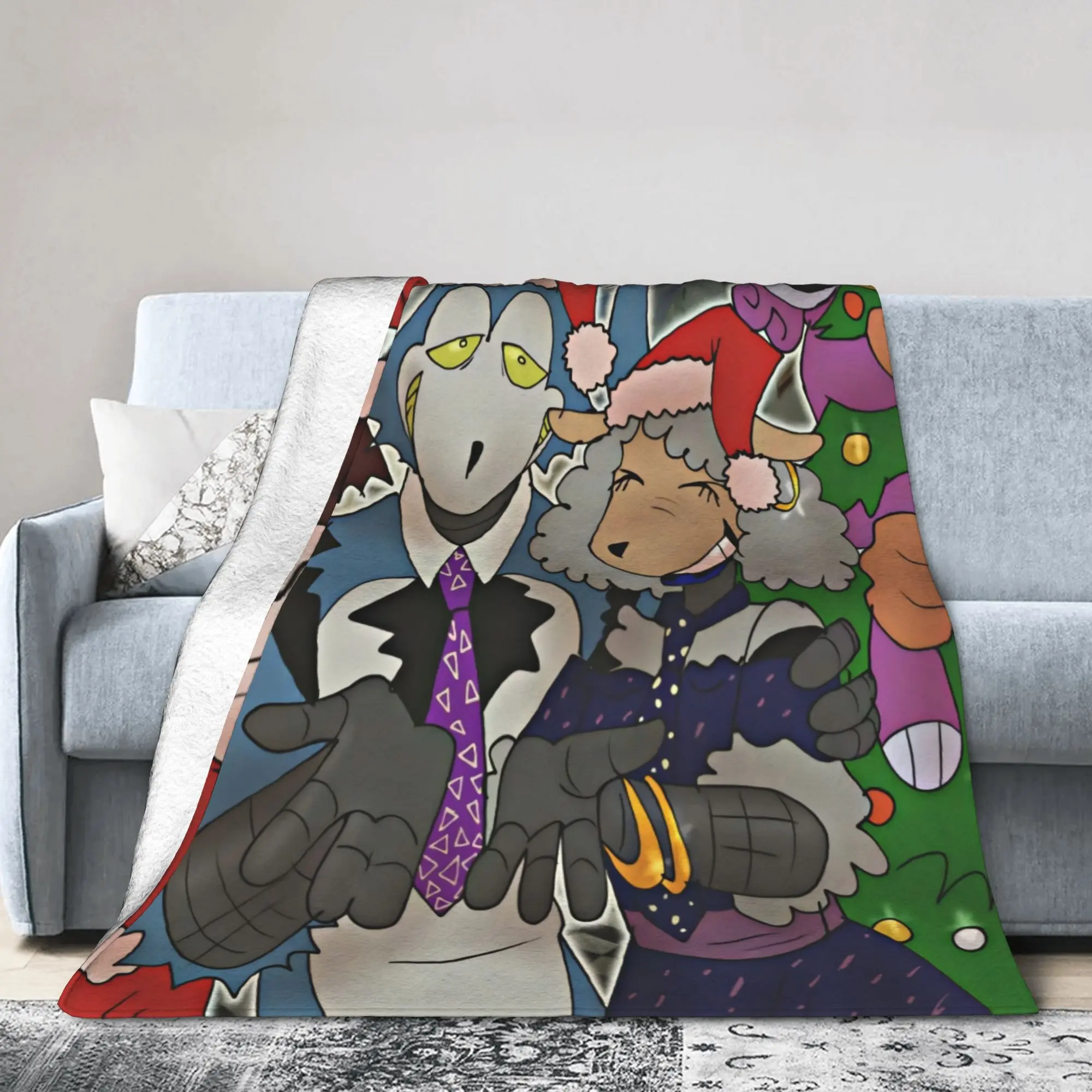Retro Muppet Cartoon Print Cotton Blanket - Cotton Fabric, Soft, Lightweight, Multi-Size Throw for Bedroom, Dorm Napping