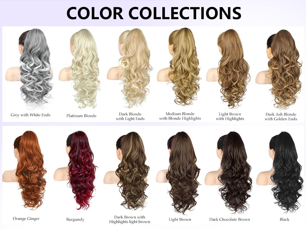 HIUSVO Ponytail Extension, 24" Claw Clip in Ponytail Extensions, Long Curly Wavy Hair Extension, Jaw Clip on Pony Tails Synthetic Hairpiece for Women