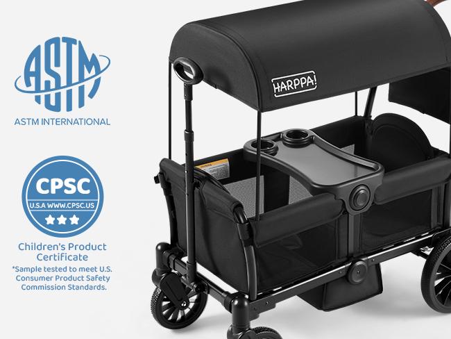 HARPPA | All-Terrain Wagon Stroller for 2 with Canopy, Foldable 2-Seat,Strollers for Babies, Foldable 2-Seat, Wagon for Outdoor & Beach, Adjustable Push & Pull Handle, Footwell & Large Storage, Park & Camping Adventures, Travel System