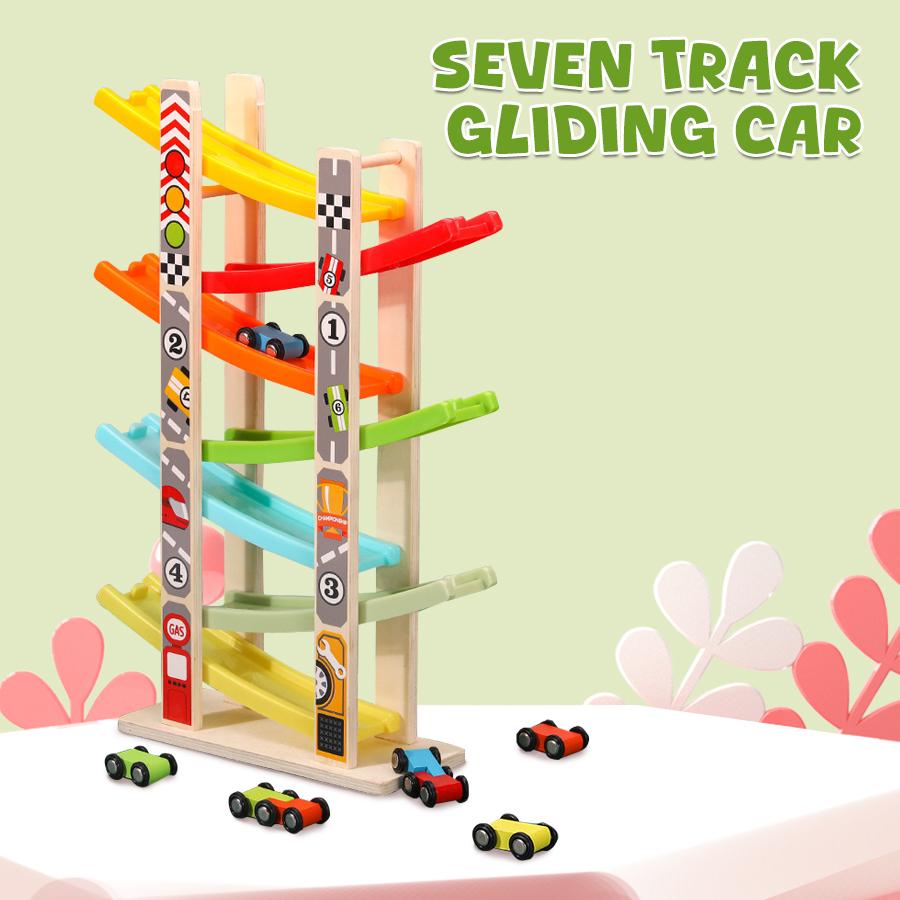 EDUTREE Toddler Toys Wooden Car Ramp Racer Toy Vehicle Set with 7 Tracks Mini Cars Race Tracks Montessori Inspired Gift for Boys Girls Play Playset Tricycle EDUTREE Toddler Toys Wooden Car Ramp Racer Toy Vehicle Set with 7 Tracks Mini Cars Race Tracks Montessori Inspired Gift for Boys Girls Play Playset Tricycle