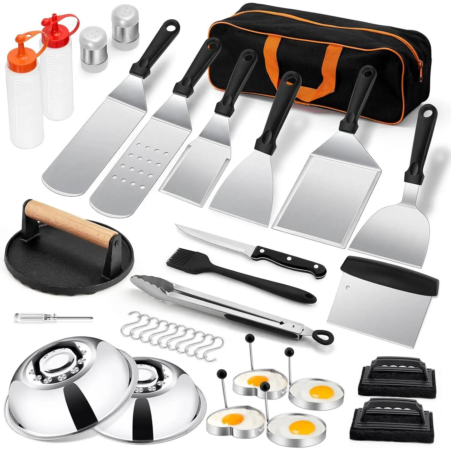 35PCS Griddle Accessories Kit, Flat Top Grill Accessories, Grill Tools with Griddle Spatulas, Smash Burger Press, Basting Cover, Scraper for Outdoor BBQ Teppanyaki Hibachi Cooking