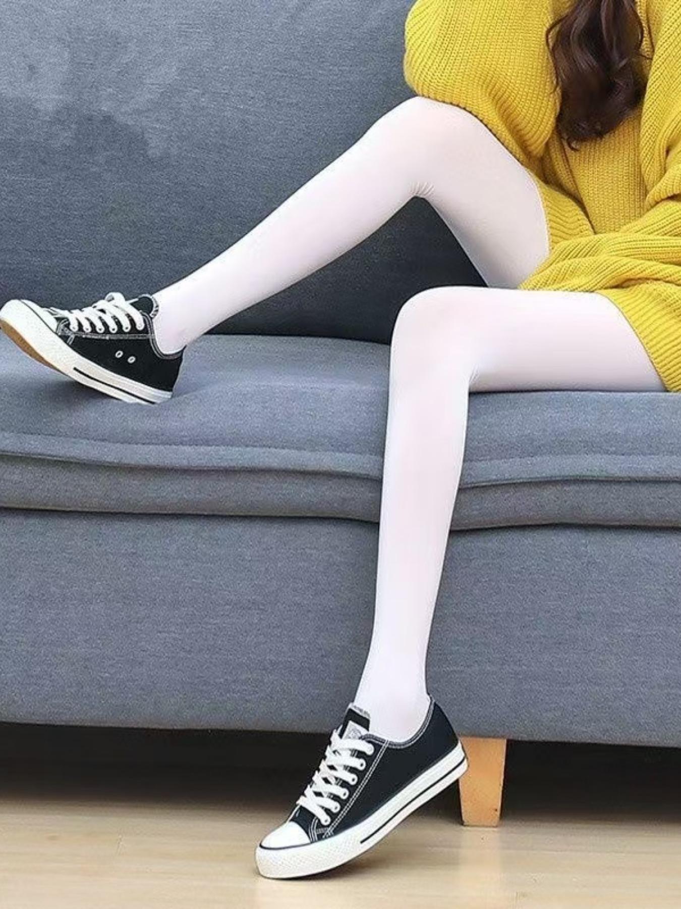 Lolita Velvet Stocking Pantyhose, Jk Girl Dance Fitted Slimming Leggings, High Waist Plain Pattern, Casual All Seasons Wear