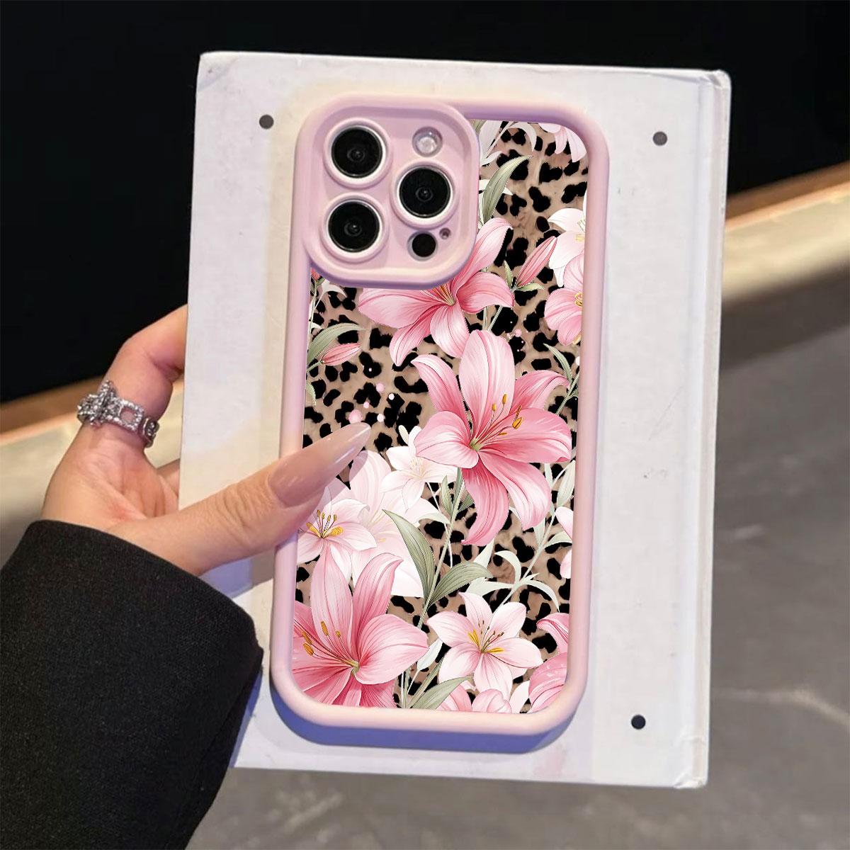 High Bamboo Case, Sweet Floral Leopard Print Tpu Anti-Drop Full Cover, Valentine's Day Gift for Girlfriend, Compatible with iPhone Models