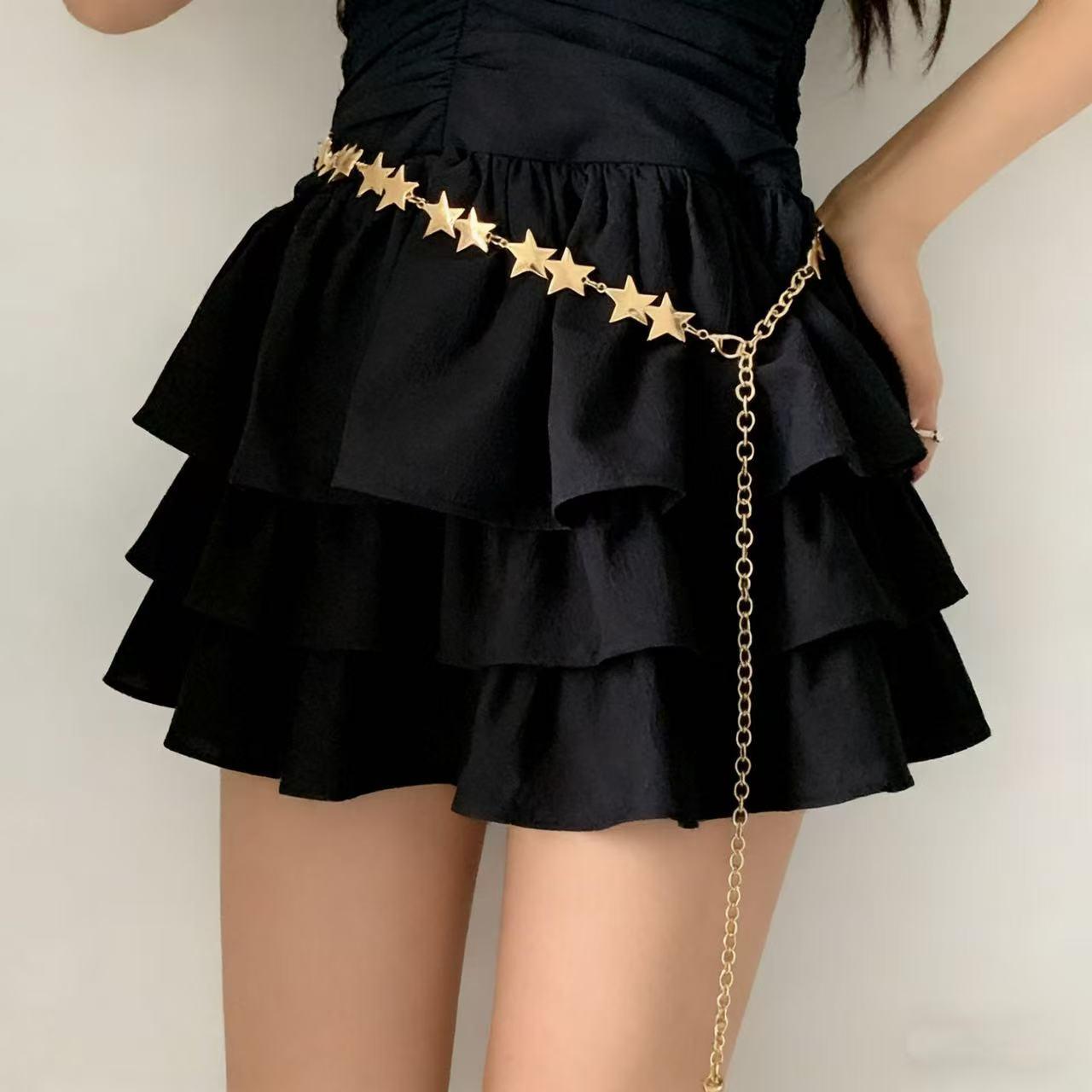 Adjustable Star Metal Chain Waist Belt, Rose Tail Design, Punk Style Fashion Accessory, Unique Hip-Hop Decorative Waistband