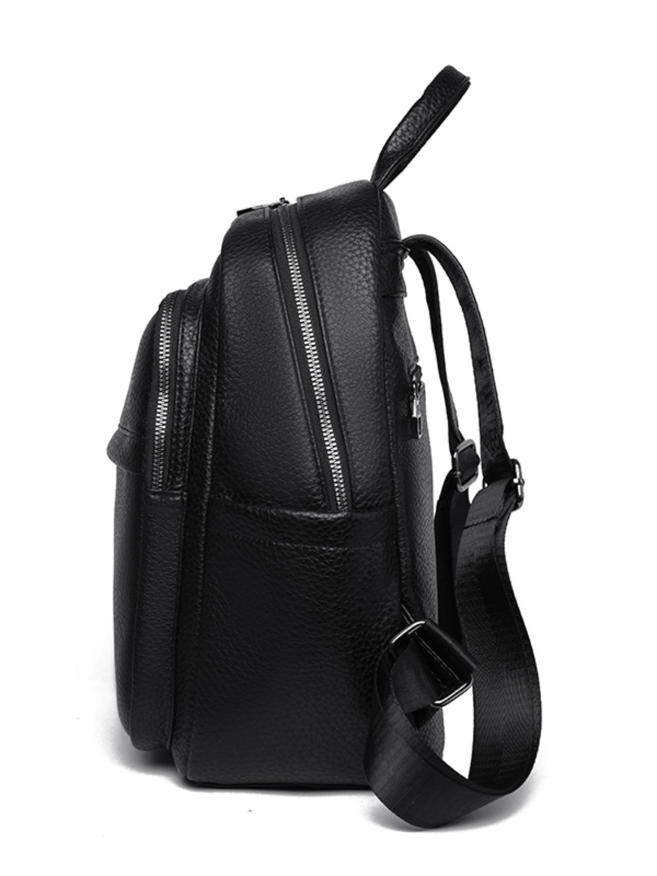 Women's Simple Solid Color Backpack, Multifunctional Travel Bag, Soft Leather Shoulder Bag, Fashionable Casual Bookbag