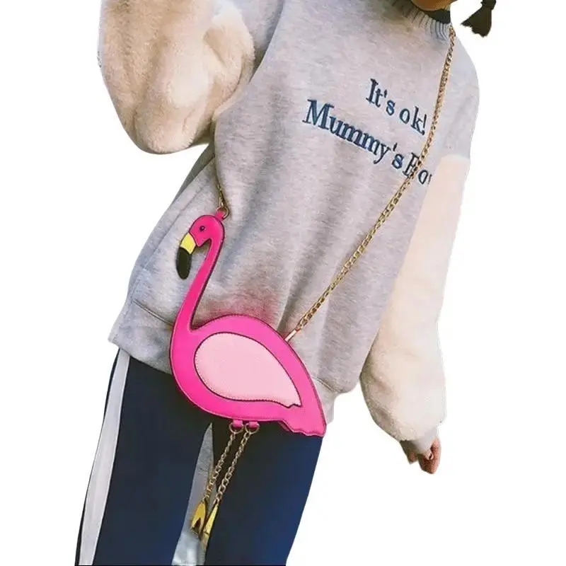 Women's Cute Flamingo Synthetic Crossbody Gym Bag - Zip Shoulder Purse with Detachable Mini Coin Pouch, Sporty Versatile Casual Daypack, Coin Purse