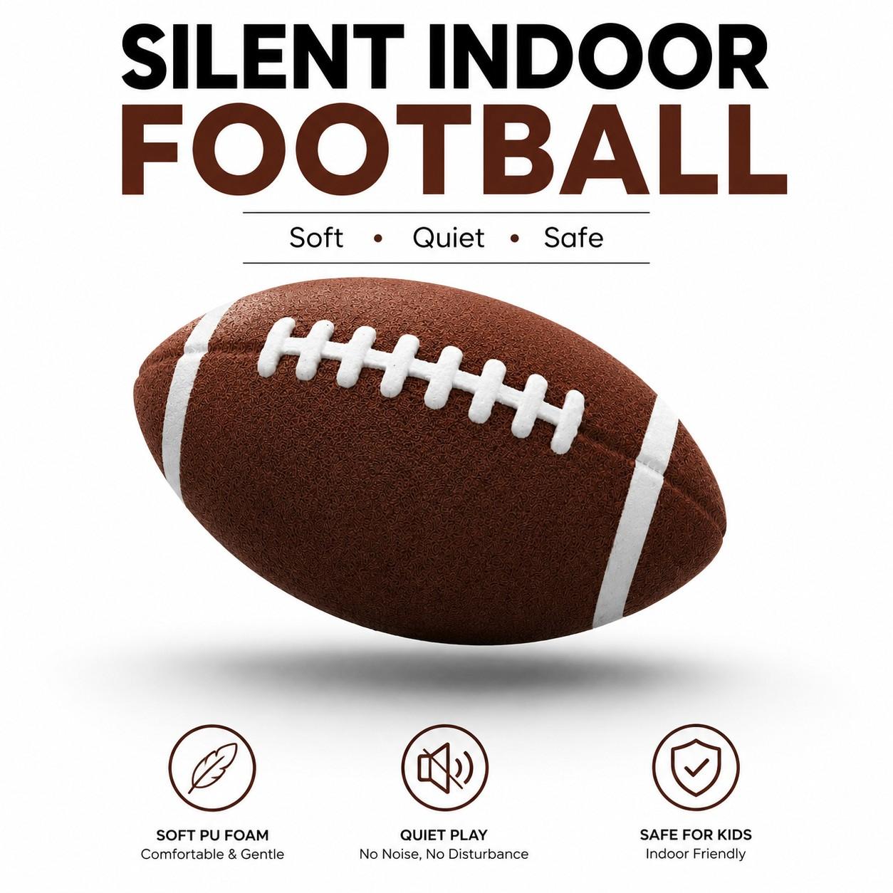 Silent Indoor Football for Kids & Adults, Soft PU Foam Football Toy, Quiet Indoor Play Ball, Safe Family Game for Home, Parent Child Sports Gift