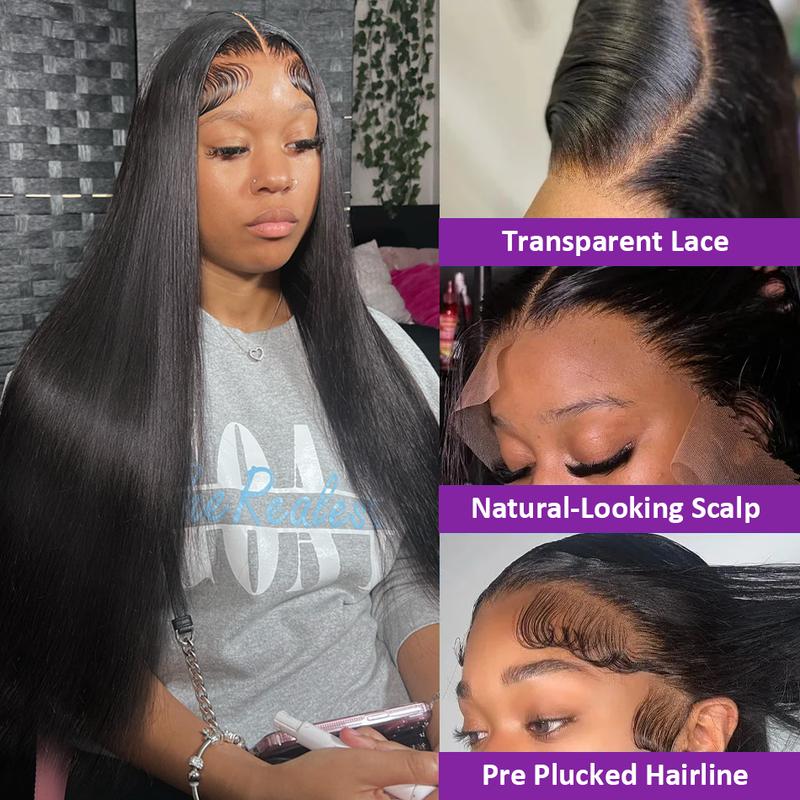 Bling Hair 13x6 HD Transparent Lace Front Real Hair Wigs Pre Plucked For Women Straight Remy Real Hair Lace Frontal Wigs