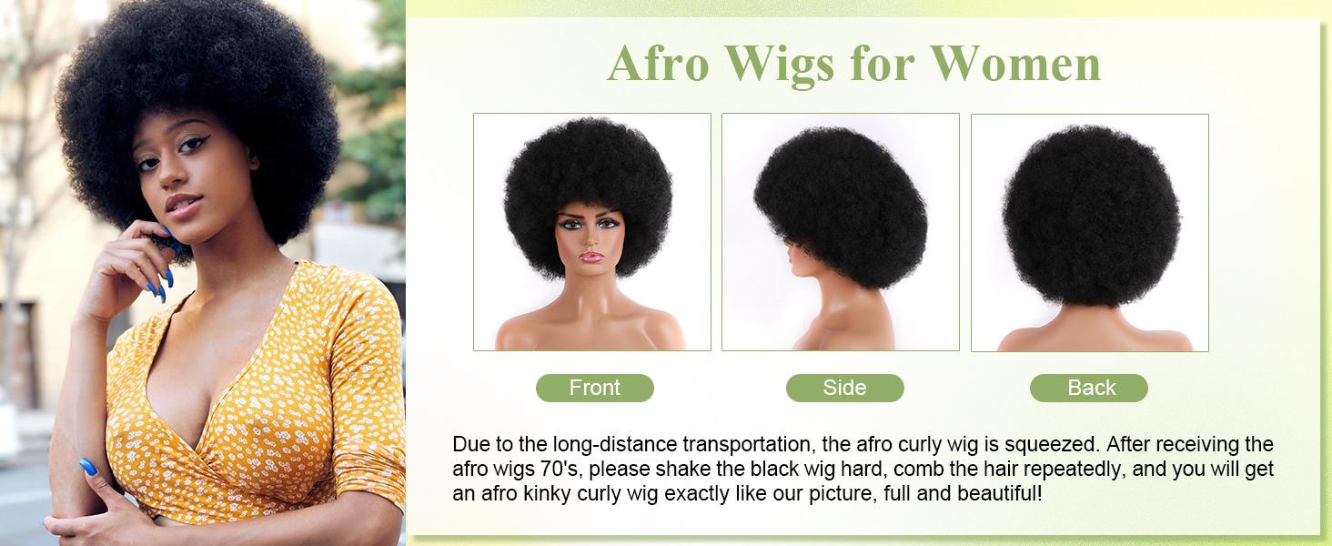 【2025 Super Deal】Clicli Glueless Wear Go Wig Short Afro Curly Human Hair Wigs for Black Women Cosplay Wigs 70s Puff Wig with Bangs