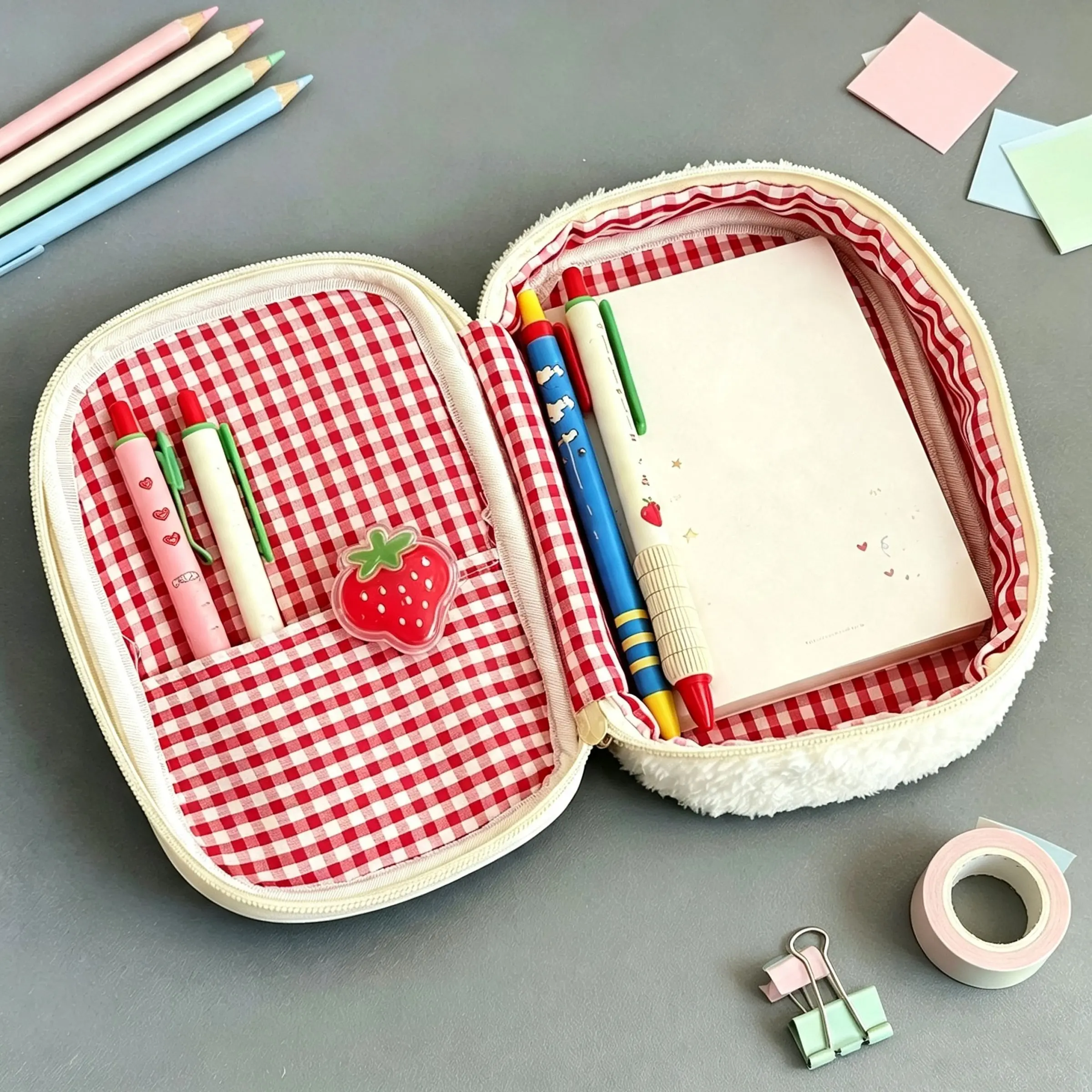 Large Capacity Strawberry Pencil Case, Strawberry Makeup Bag, Perfect Gift for Students and Women, Stylish and Practical Accessory