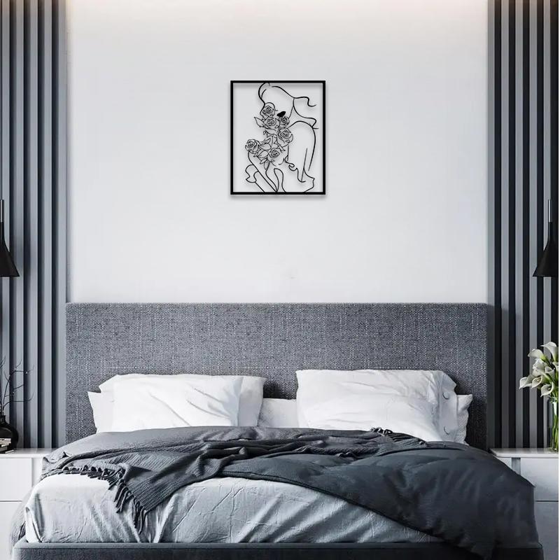 1pc Charming Floral Bunny Metal Wall Art, Charming Floral Bunny Statue Mural, Perfect for Living Room, Garden, Zoo Corner Decor, Christmas Decor, Ideal Gift for Animal Lovers