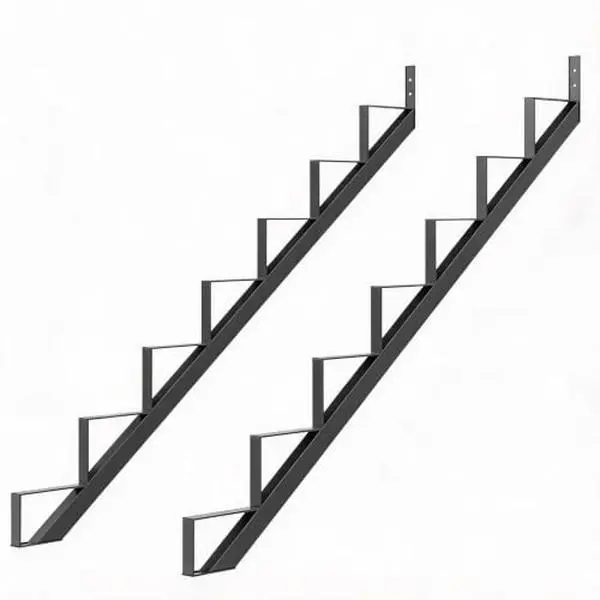 GARVEE Set of 2 Steel Stair Stringers - Heavy Duty Stair Frame for Outdoor Steps & Outdoor Stairs - Rust Resistant - For 7 Steps, Deck Height 57-57.5 Inches - Variant: 7 Steps