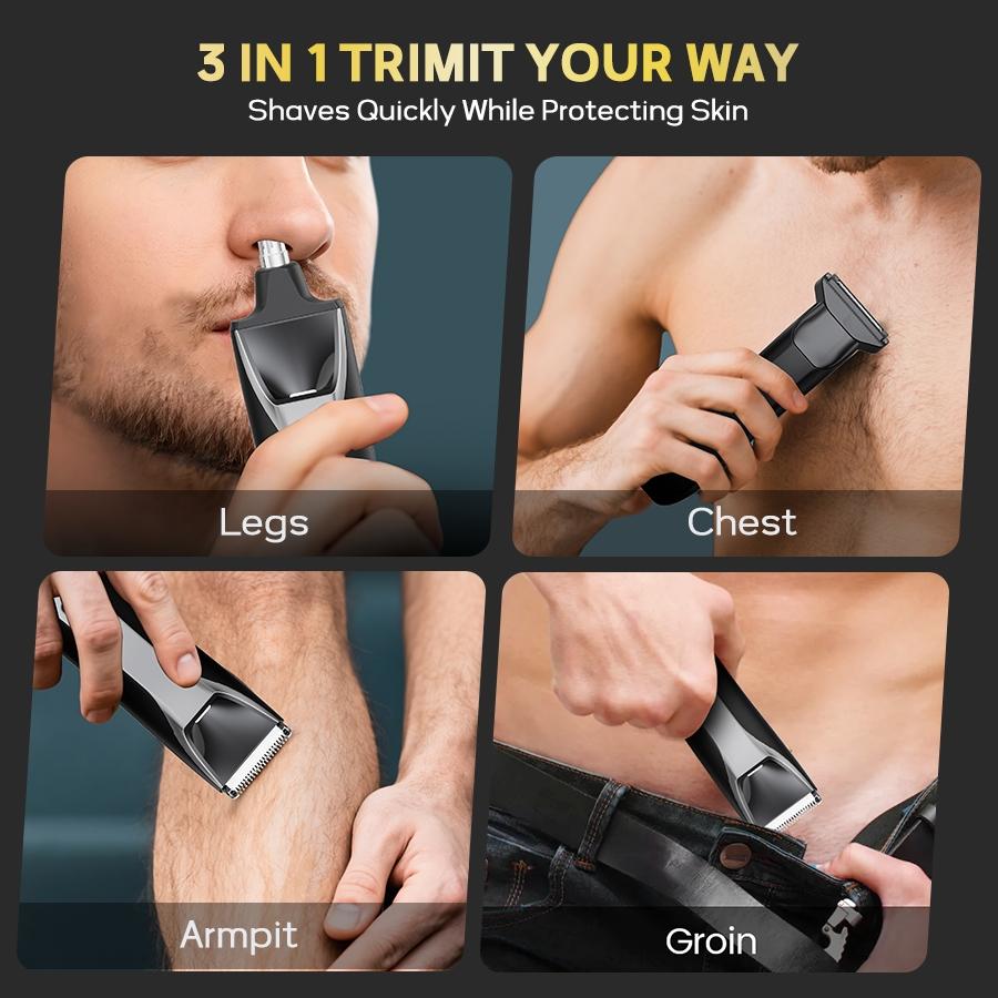 Largner Four-In-One Personal Care Trimmer Multigroomer, Ideal for Beards, Body, Nose, and Hair Grooming, Versatile and Efficient Haircut Tool