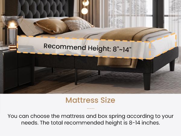 SHA CERLIN Platform Bed Frame with Upholstered Headboard, Wingback & Button Tufted Design,【Frame Only No Mattress】Full Queen King Size, No Box Spring Needed#ChristmasGifts#TikTokShopBlackFriday