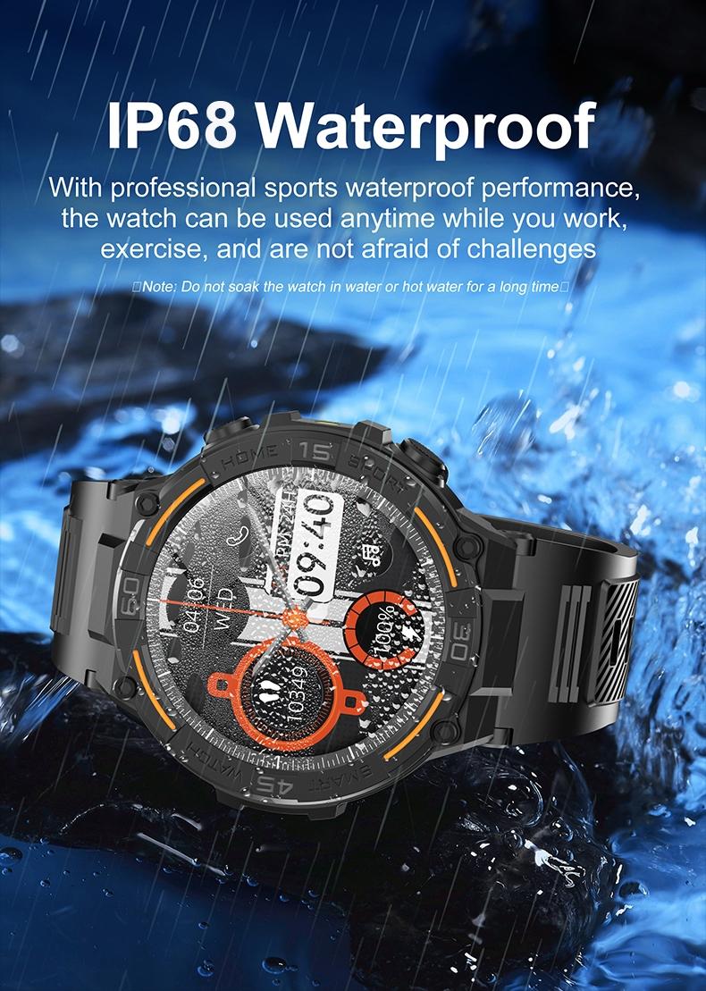 Outdoor smart watch, 1.53-inch touch screen wireless calling, with over 100 sports modes and watch faces, AI voice assistant, compatible with Android and iPhone, flashlight function, fitness watch wearable device, ceramic resin strap waterproof watch.