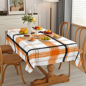 1PC Autumn Vibrant Plaid Tablecloth, Hand-Drawn Grid Pattern, Multi-Purpose Rectangular Tablecloth for Parties Picnic Camping Restaurant Holidays