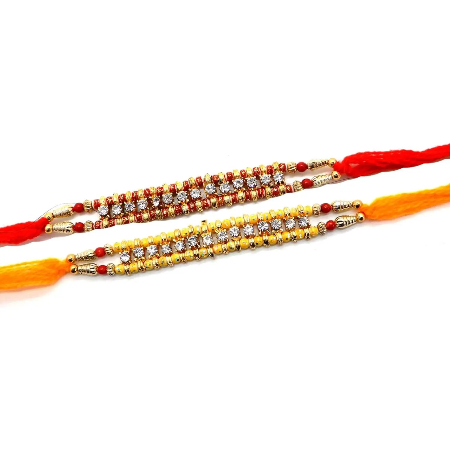 Set Of Two Rakhi, 14 Stone Rakhi Thread, Raksha Bandhan  For Your  Vary Color.