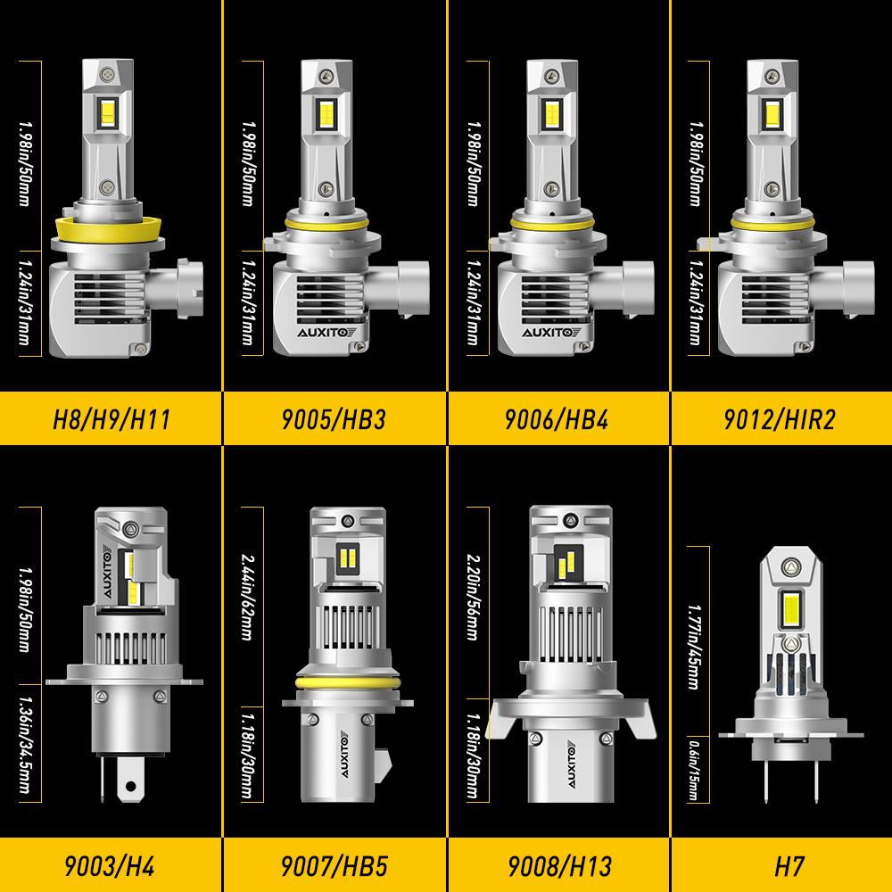 AUXITO H11 H4 H7 H13 9005 9006 9007 9012 9004 D2S D4S Bulbs - 120W, 6500K, 900% Brighter HeadLights, Compatible, 2-Pack