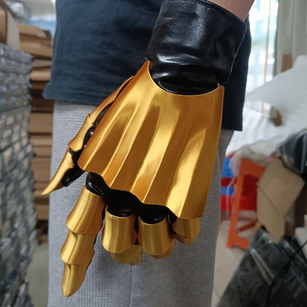Gold 3D Printing Handmade Gluing Punk Mechanical Gloves Vintage Gothic Wearable Hand Armor Unisex Techwear Cosplay Exoskeleton Gloves