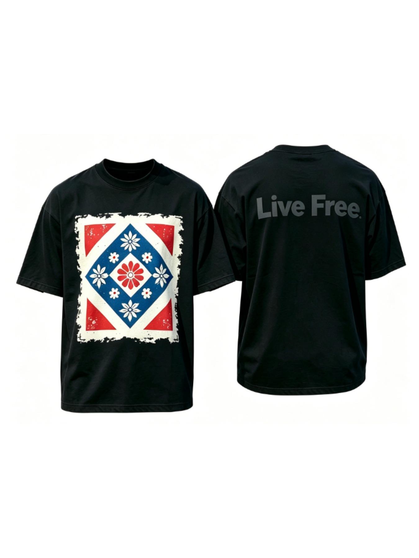 This Vintage Geometric Flower Shirt is EVERYTHING for Free Spirits! Print Oversized Soft and skin friendly Tee for Men ﻿.