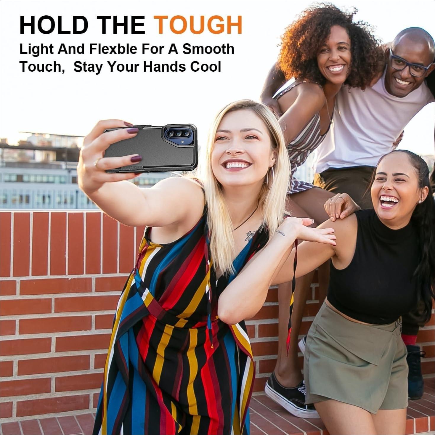 Phone Case: 3pcs (1 Phone Case + 2 Screen Protectors) Heavy-Duty Protective Shockproof Hard Phone Case Suitable for Samsung A17 A16 A15 A56 A36 A55 A35 4G 5G S26 S25 Ultra S24 S24 S23 Ultra S23 FE S22 Ultra S22Plus S21 ULtra Plus FE 4G 5G Cellphone