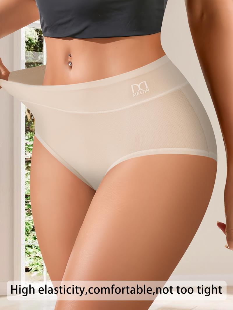 QUASTI 6 PCS Mid Waist Women'S Menstrual Pants, High Stretch Women Body Shaper Underwear, Solid Color Physiological Pants, Breathable Soft Stretchy Womenswear Briefs