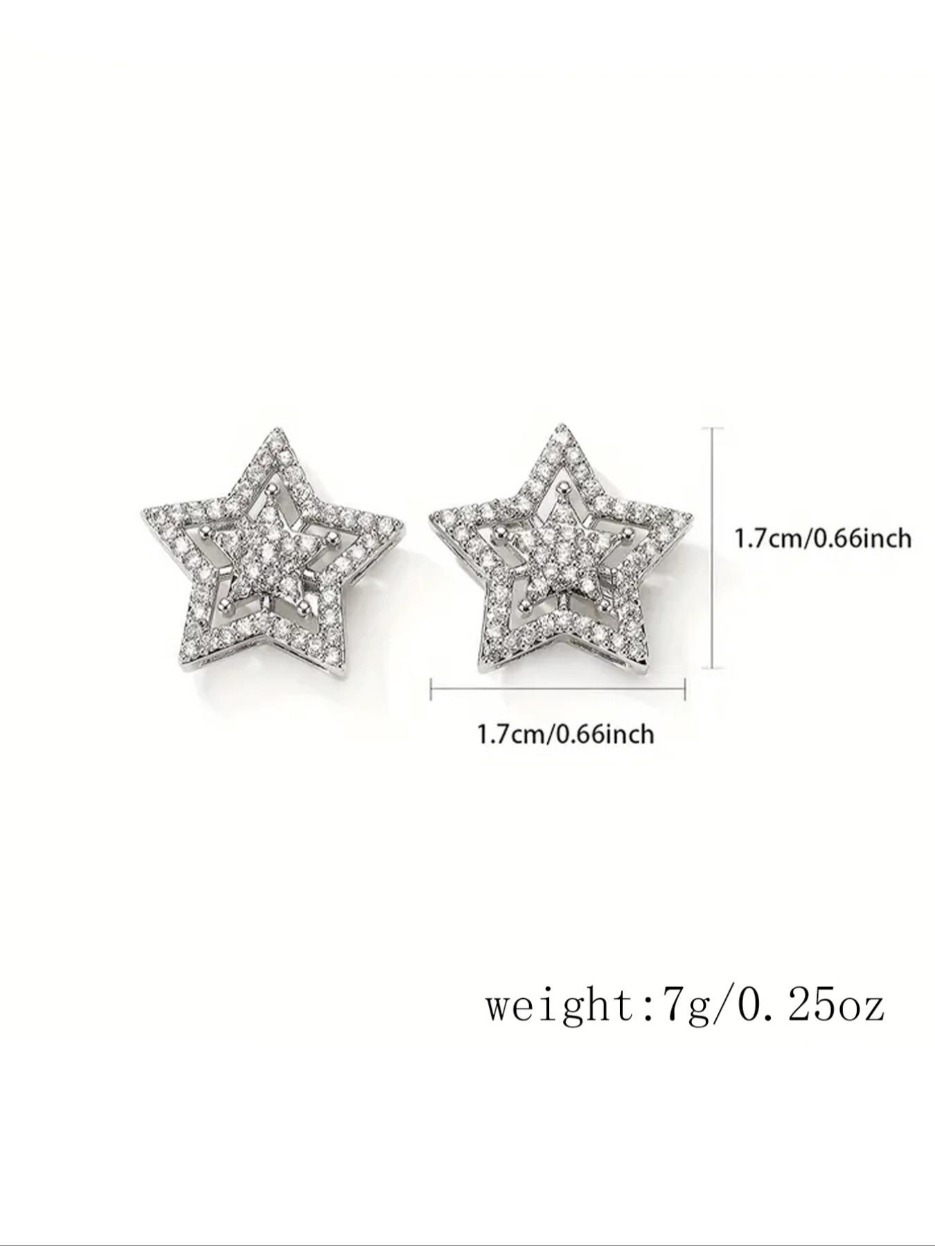 Star Design Rhinestone Decorated Bling Stud Earrings, Star Shape, Fashionable Jewelry for Women & Men, Trendy All-match & Exquisite Jewelry for Birthday Gift, Jewelry Accessories, Lightweight Earring