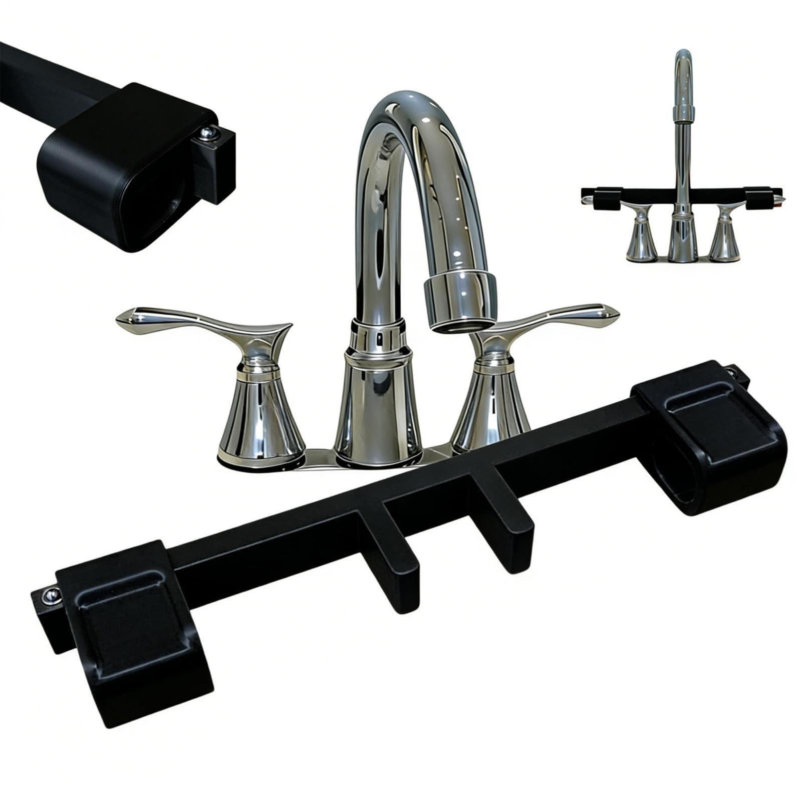 Double Sink Faucet Handle Lock, Anti Slip Universal with Central Pipe Fixation, Pet Proof Sink Faucet Guard, Prevents Accidental Water Flow