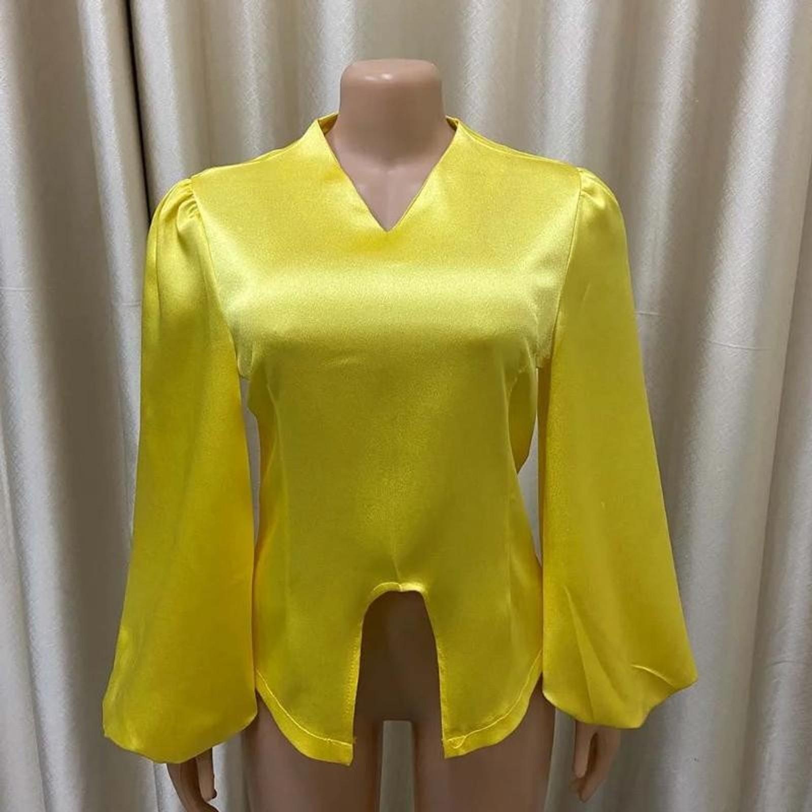 summer spring clothes 2025 new Office Blouse for Women Elegant Stylish V Neck Full Sleeve Front Split Solid Satin Luxury Party Dinner Occasion Shirts Light Top Womenswear Check Gamis Basic Fitted Minimalist Red Blouse_Red