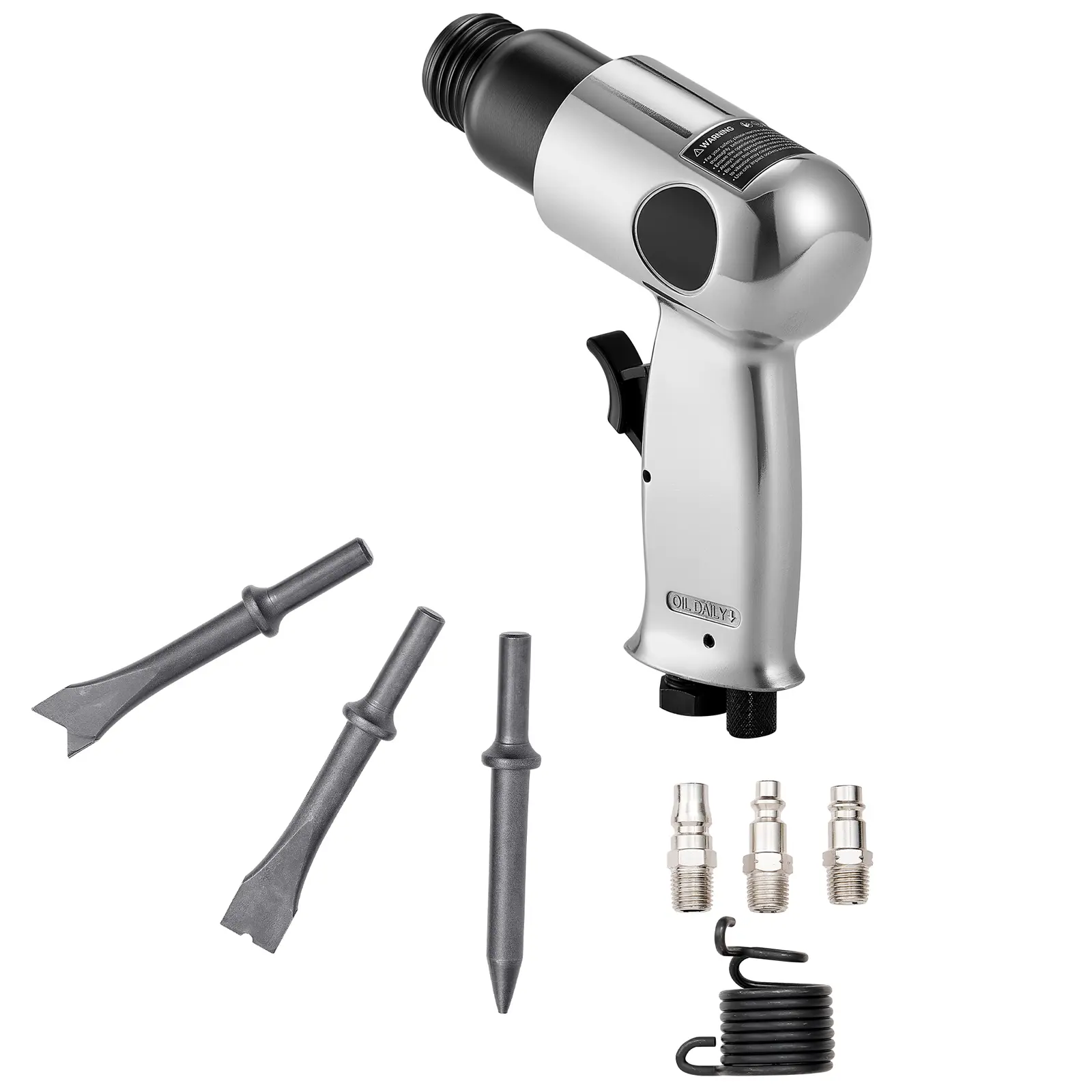 VEVOR Air Hammer, 4500BPM Pneumatic Hammer with 1.57-inch Stroke & 4PCS Chisels Round Shank, Lightweight & Compact Air Chisel Pneumatic Shovel Tool for Cutting Punching Scraping