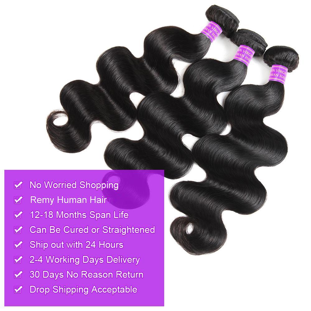13x4 Lace Frontal With Bundles Body Wave Bundles With Frontal Closure Free Part Human Hair Bundles With Frontal SpringStatements
