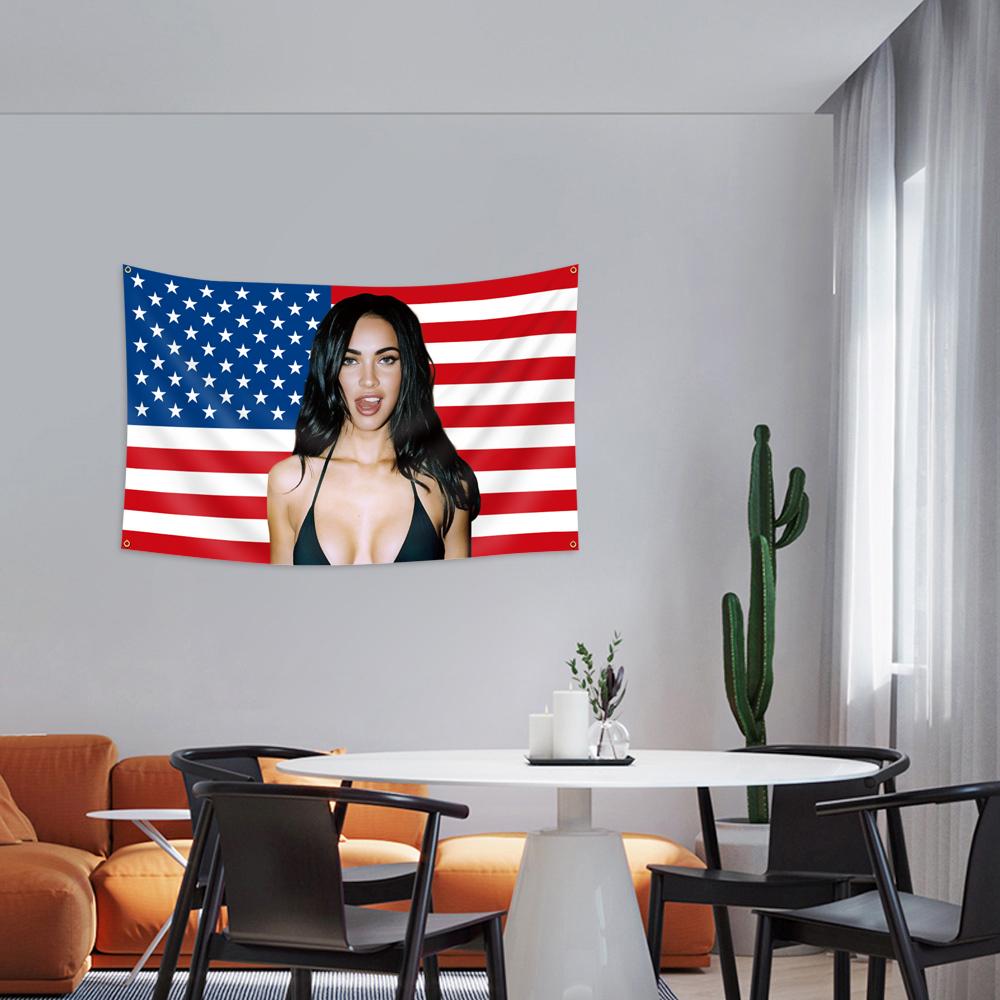 American Patchwork Flag Banner, 3x5 Feet Suitable for College Dorms, Men's Cave Wall Flag with 4 Brass Rings, Indoor Wall Decoration, Home Bedroom Decor, Home Decor Supplies