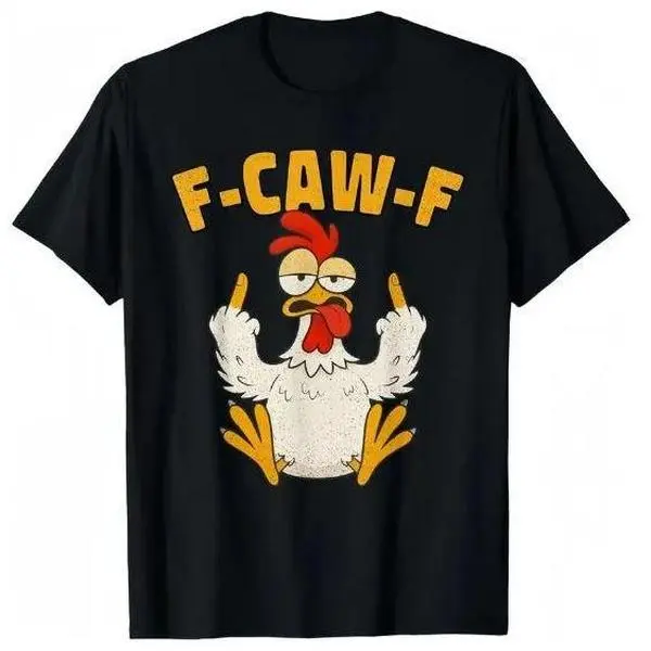Funny Chicken Middle Finger Shirt - F-CAW-F Graphic Tee,Sarcastic Humor Meme T-Shirt for Men & Women,Rude Bird Lover Gift,Unisex T-Shirt