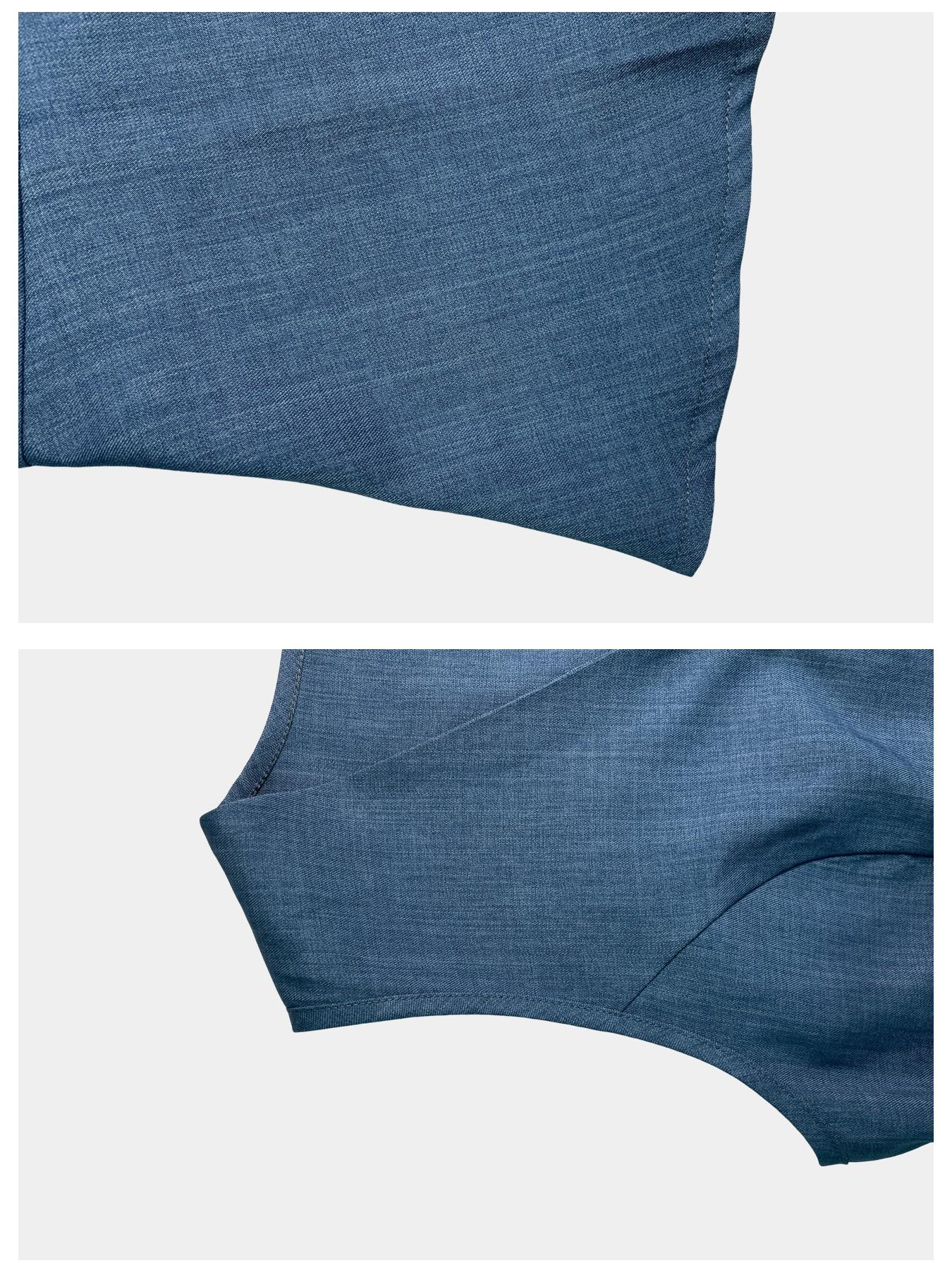 Women's Solid Color V-Neck Sleeveless Blouse Top, Metal Buckle Detail, Peplum Hem, Waist-Flattering Cut, Breathable Fabric, Office & Casual Summer Wear, Elegant Tailored Style,1 Piece