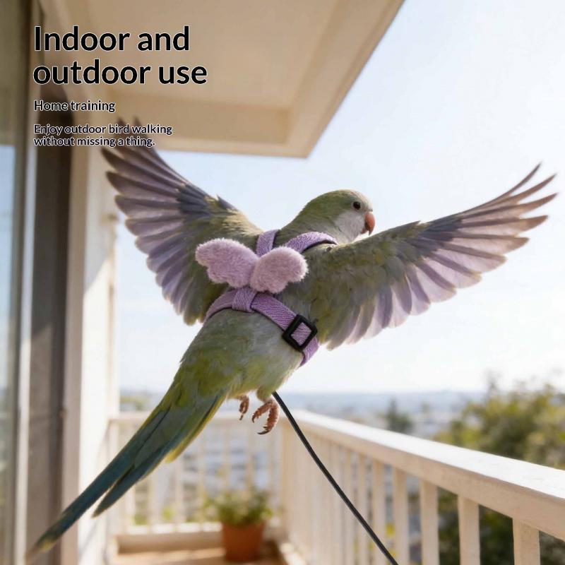 Adjustable Parrot Harness Leash Set, Suitable for Budgies, Lovebirds, Sun Conures, Small Pet Bird Training Kit, Comfortable & Secure