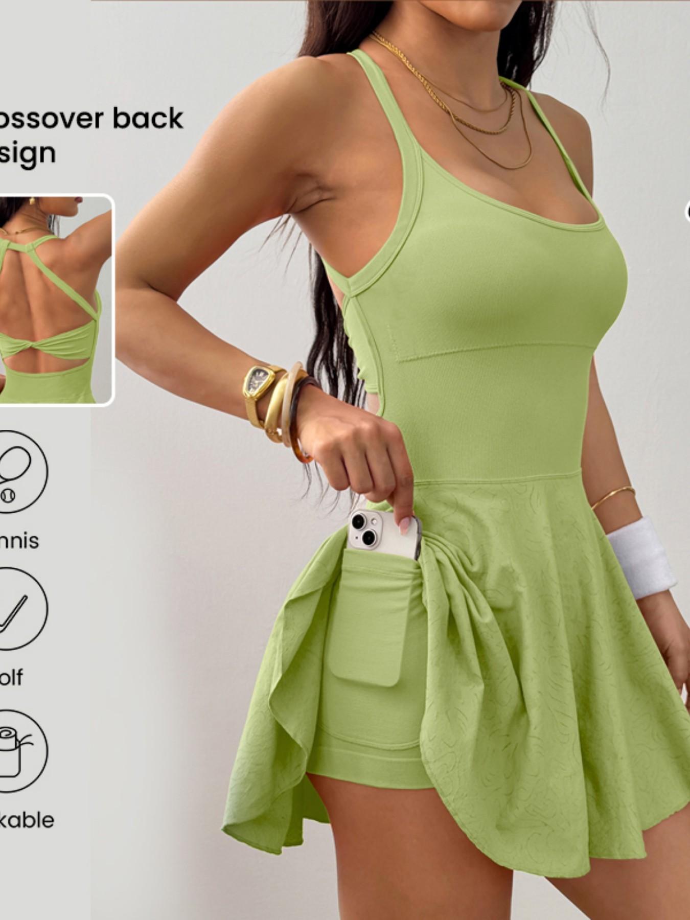 Keren Spring Summer New Arrival, Seamless Knot Back Workout Tennis Dress, Sporty One-Piece, High Elasticity, Breathable, Perfect for Sports & Daily Wear