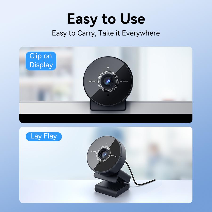 EMEET C950 4K Webcam for PC - PC Accessories with Microphone, Physical Privacy Cover, 70° FOV, Automatic Plug&Play for Live Streaming Equipment, Video Calls, Home Office