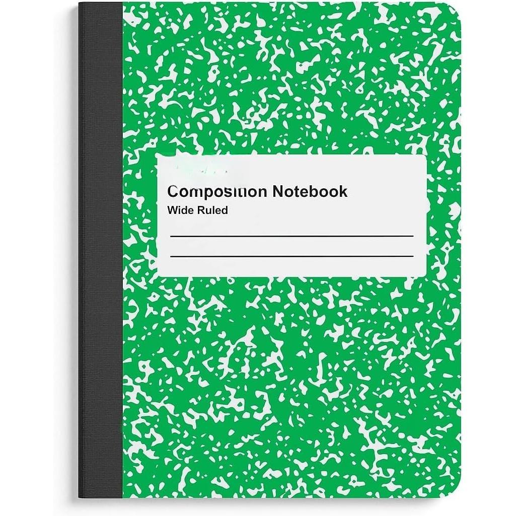 Composition Notebook, 9.75" x 7.5", Wide Ruled, Assorted Colors, 48/Pack