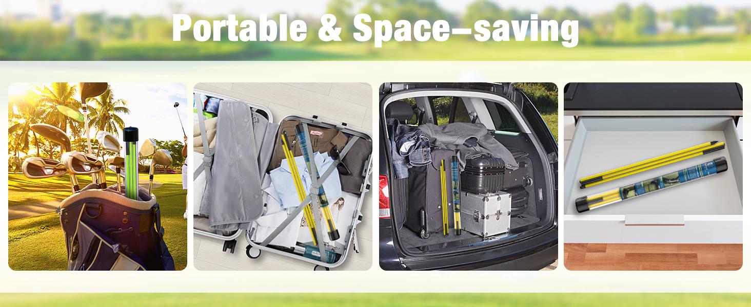 MoKo Golf Alignment Stick, 2-Pack 48" Collapsible Golf Training Aid for Aiming, Putting, Posture Correction - Lightweight Fiberglass Sticks with Clear Tube Case