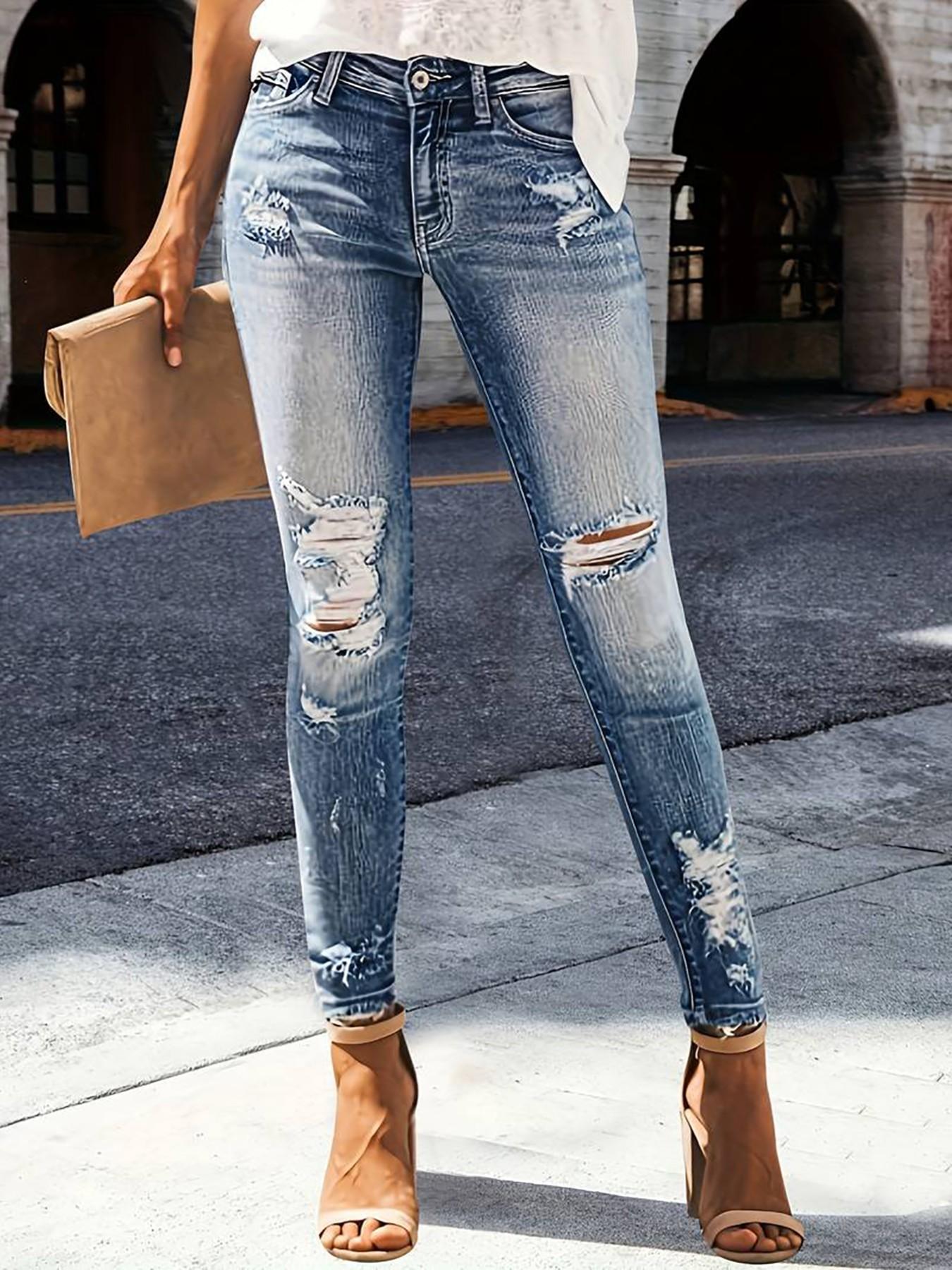New Women's Denim Jeans Nine-Quarter Casual Ladies Ripped Jeans Trendy Comfortable High-Quality Female Jean Pants